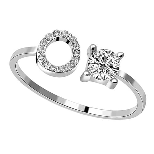 LIXSAZSE Großbuchstabe Offener Ring Tragbare Verlobungsringe Reisen Büro Einkaufen Zier Make up Schmuck Festival Geschenke, Buchstabe O von LIXSAZSE