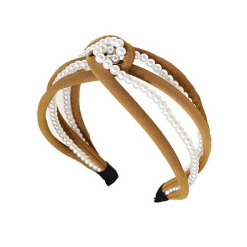 LIXSAZSE Haarbänder Pearl Twist Knot Headband Hairbands Pearls Wrap Mehrfarbige Kopfbedeckung Schmale Stirnbänder Styling Zubehör, Ingwer von LIXSAZSE