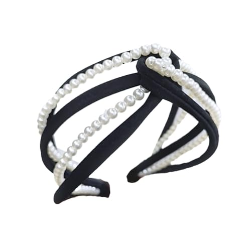 LIXSAZSE Haarbänder Pearl Twist Knot Headband Hairbands Pearls Wrap Mehrfarbige Kopfbedeckung Schmale Stirnbänder Styling Zubehör, Schwarz von LIXSAZSE
