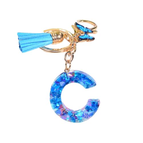 LIXSAZSE Klassische und Zeitlose Schlüsselanhänger, exquisites Handwerk und einfacher Stil für Autoschlüssel und Geschenke. Alphabet Schlüsselanhänger, C von LIXSAZSE