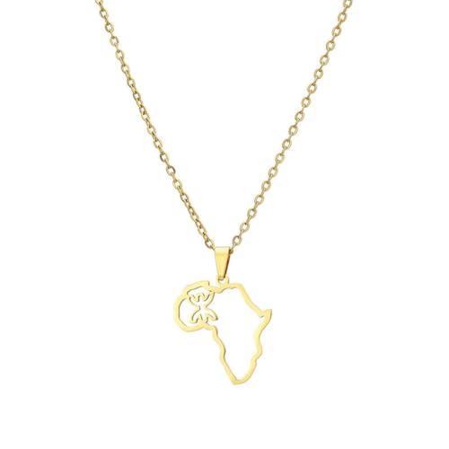 LIXSAZSE Legierungs Afrika Karte Halskette, einfach passender Ersatz, plattiert, stilvoll, unverblasst, Unisex, Bankett Halsband, Ornament, Geburtstagsgeschenk, Gold Typ 2 LIXSAZSE Legierungs Afrika Karte Halskette, einfach passender Ersatz, plattiert, stilvoll, unverblasst, Unisex, Bankett Halsband, Ornament, Geburtstagsgeschenk, Gold Typ 2 von LIXSAZSE