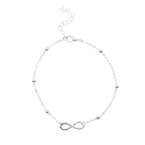 LIXSAZSE Mädchen Fußkettchen Exquisiter einfacher Stil Knöchelkette Fußdekoration Kreatives Mode Accessoire Fußketten für Kleiddekoration, 8 förmiges Silber von LIXSAZSE