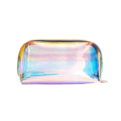 LIXSAZSE Make up Tasche Badezimmer Reise transparent wasserdicht Kulturbeutel Make up Kosmetik Organizer Reißverschluss Lippenstift Behälter, Halbrund M von LIXSAZSE