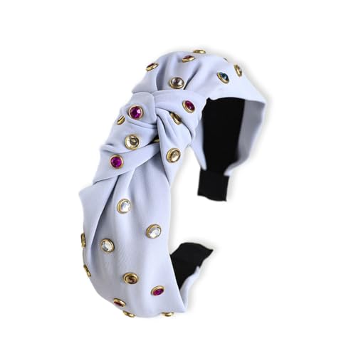 LIXSAZSE Mode Haarbänder Hoop Bowknot Twist Knot Stirnband mit Strass Bunte Breite Dekoration Stirnbänder für Frauen Mädchen, Grau von LIXSAZSE