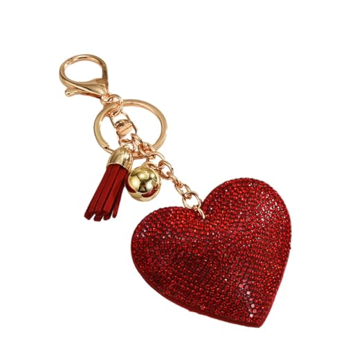LIXSAZSE Modischer Schlüsselanhänger mit herzförmigem Anhänger für Trendige Schlüsselanhänger. Metall Schlüsselanhänger mit herzförmigem Anhänger, Rot von LIXSAZSE