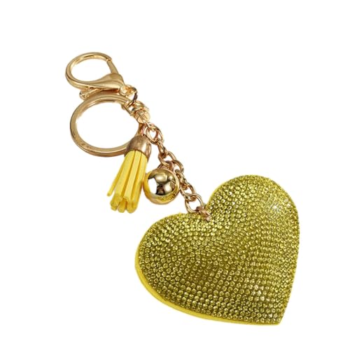 LIXSAZSE Modischer Schlüsselanhänger mit herzförmigem Anhänger für Trendige Schlüsselanhänger. Metall Schlüsselanhänger mit herzförmigem Anhänger, Zitronengelb von LIXSAZSE