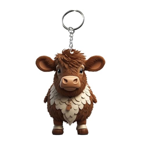 LIXSAZSE Personalisierter Schlüsselanhänger in Kuhform, einfach zu tragen und modisch, Cartoon Schlüsselanhänger mit Kleiner Kuhpuppe, Acryl, Acryl Kuh Schlüsselanhänger, C von LIXSAZSE