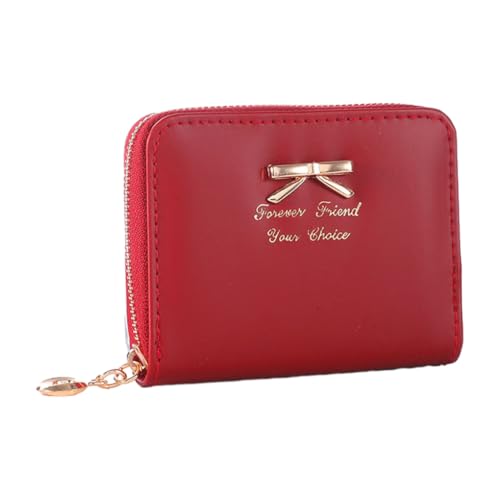 LIXSAZSE Stilvolle Geldbörse mit Kartenhalter, Münzen und kleinen Gegenständen. Kleine stilvolle Geldbörse, Kartenhalter, kleine Geldbörsen, Weinrot von LIXSAZSE