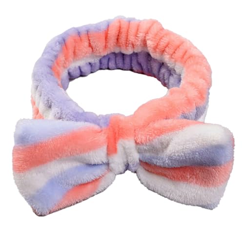 LIXSAZSE Stirnbänder Bow Knot Stretch Wide Softness geknotet Wrap Ornaments Styling Haarschmuck Haarband für Face Wash Gym, Rosablauer Streifen von LIXSAZSE