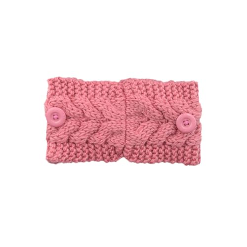 LIXSAZSE Stirnbänder Winter winddicht elastisch mit Knöpfen gehäkelt warm klobig universal Damen Ohrenschützer Geschenke für Frauen, Hautrosa von LIXSAZSE