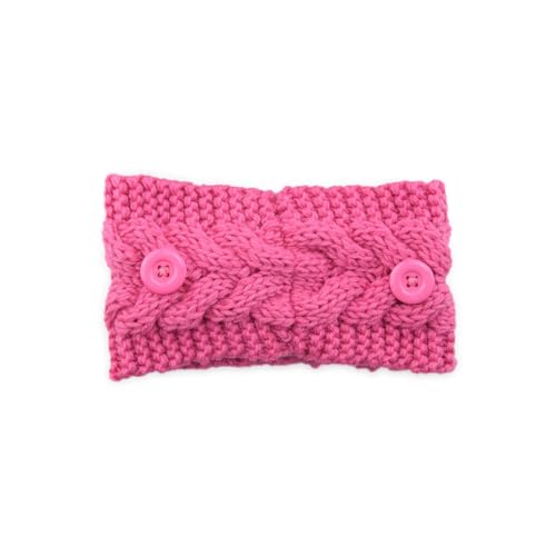 LIXSAZSE Stirnbänder Winter winddicht elastisch mit Knöpfen gehäkelt warm klobig universal Damen Ohrenschützer Geschenke für Frauen, Pfirsichrosa von LIXSAZSE