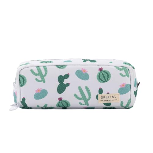LIXSAZSE Strapazierfähiges Polyster Federmäppchen mit großer Öffnung und großem Fassungsvermögen für Karten mit Mehreren Mustern und festem Platz für Bleistifte, Kaktus von LIXSAZSE