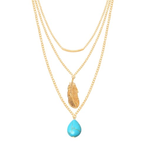 LIXSAZSE Trendy Kette Halskette Türkis Schmuck Hängende Anhänger Accessoires Halsreifen Valentinstag Lange Halsketten für Frauen, Gold LIXSAZSE Trendy Kette Halskette Türkis Schmuck Hängende Anhänger Accessoires Halsreifen Valentinstag Lange Halsketten für Frauen, Gold von LIXSAZSE