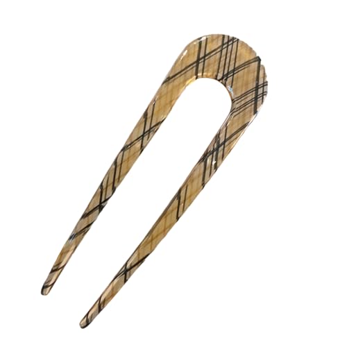 LIXSAZSE U förmige Kopfbedeckung Geometrische Mädchen Clip Vintage Frauen Gabel Pferdeschwanz Hochzeit Haarstab für weibliche Dame Erwachsene Teenager, Braunes Gitter von LIXSAZSE