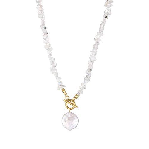 LIXSAZSE Vielseitiger Stil, unregelmäßige Stein Halskette, einzigartige schöne Geschenke, natürliche unregelmäßige Schutt Halskette, Halskette für Frauen, Transparente Farbe von LIXSAZSE