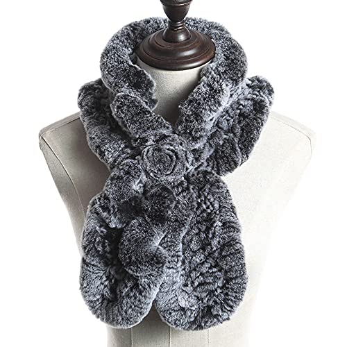 Halstuch Damen Winter Flauschig Schal Kunstfell Samtweicher Pelzkragen Faux Fur Schal Lang Frauen Halstuch Mantel Zubehör Damen Geschenk(L85cm, Black) von LIYANLIU