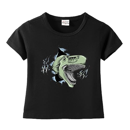 Dinosaurier T-Shirt Für Kinder Anime Kurzarm 100% Baumwolle Comics T-Shirts Sommer Unisex Tshirt 3D Dinosaurier Cartoon-Druck (Schwarz 2,130) von LIYIMING