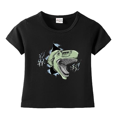 Dinosaurier T-Shirt Für Kinder Anime Kurzarm 100% Baumwolle Comics T-Shirts Sommer Unisex Tshirt 3D Dinosaurier Cartoon-Druck (Schwarz 2,140) von LIYIMING