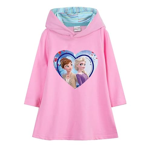 LIYIMING Anna-ELSA Prinzessin Kleider Mädchen Hoodie 100% Baumwolle Mode 3D Karikatur Frühlings- Und Herbstkleidung 90-140 cm (110,Rosa) von LIYIMING