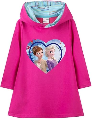 LIYIMING Anna-ELSA Prinzessin Kleider Mädchen Hoodie 100% Baumwolle Mode 3D Karikatur Frühlings- Und Herbstkleidung 90-140 cm (110,rosarot) von LIYIMING