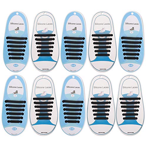 60pcs silicon faule Schnürsenkel elastisch ohne Krawattenschuhschnürsenkel für Kinder, die Sneaker in Schwarz laufen von LIYJTK