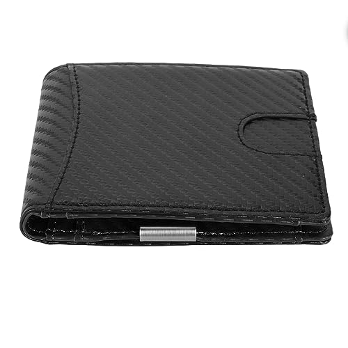 LIYJTK Herren RFID blockieren carbonfaser schlanker ballope mit 10 kartenhalter Slots Geld Clip biflold vorne Tasche kleine dünne Brieftasche (Schwarz) von LIYJTK