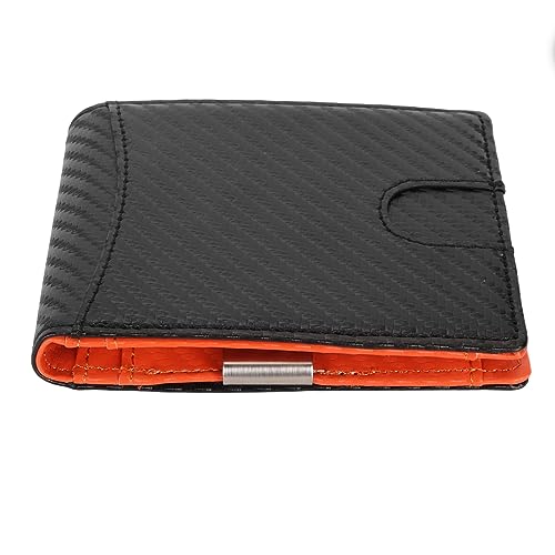 LIYJTK Männer schlanke Brieftasche Kreditkartenhalter Slots Leder Geldclip RFID blockieren Bifold Vordertasche Kleine dünne Männer Brieftasche (Schwarz mit orangefarbenem Innenraum) von LIYJTK