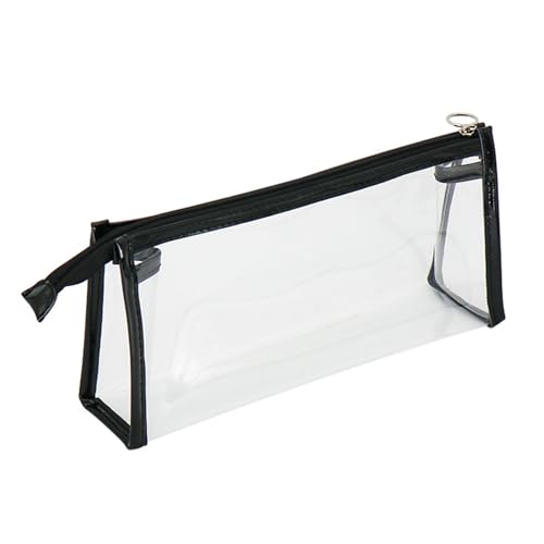 LIYJTK Transparentes Bleistift -Gehaltsorganisator mit großer Kapazität für Mädchen dreieckige Form PVC -Kosmetikbeutel (Schwarz) von LIYJTK