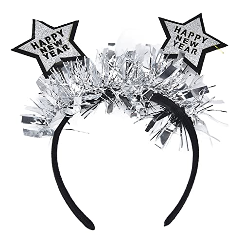 Süße Weihnachtssternform Stirnband Frakturstern Form Haar Hoop Festival Helles klassisches Farbdraht Material (Silbersternjahr) von LIYJTK