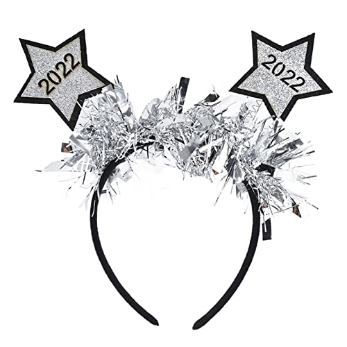 Süße Weihnachtssternform Stirnband Frakturstern Form Haar Hoop Festival Helles klassisches Farbdraht Material (Silver Star 2022) von LIYJTK