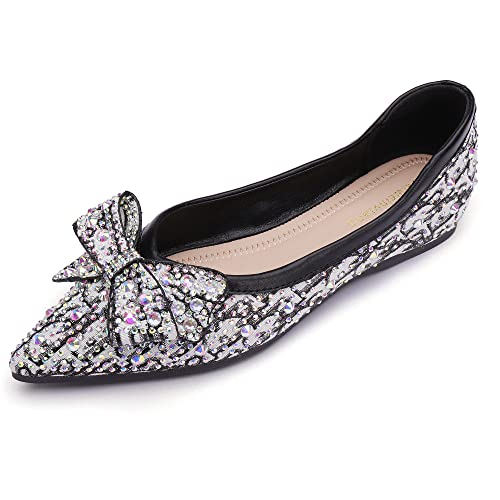 Pearl Decoration Damen-Schuhe, flache Unterseite, spitzer Zehenbereich, One Step Schuhe, Schwarz1, 35 EU Pearl Decoration Damen-Schuhe, flache Unterseite, spitzer Zehenbereich, One Step Schuhe, Schwarz1, 35 EU von LIYUHANJIALU