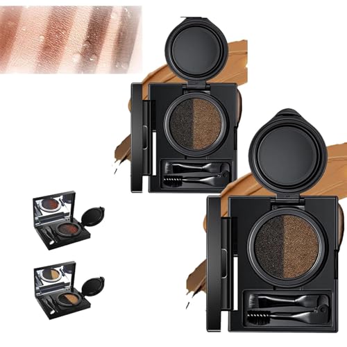 Augenbrauen und Eyeliner mit Stempel, 2 in 1 wasserfester Augenbrauenpuder-Eyeliner, zweifarbiger Air-Cushion-Augenbrauenstift mit doppelseitiger Bürste, wischfest von LIZAOZHANG