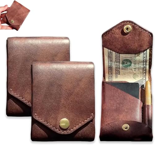 LIZAOZHANG Vielseitiges kleines Portemonnaie, handgefertigter Kartenhalter/Geldbörse aus Leder, tragbares Portemonnaie für Herren für unterwegs oder den täglichen Gebrauch von LIZAOZHANG