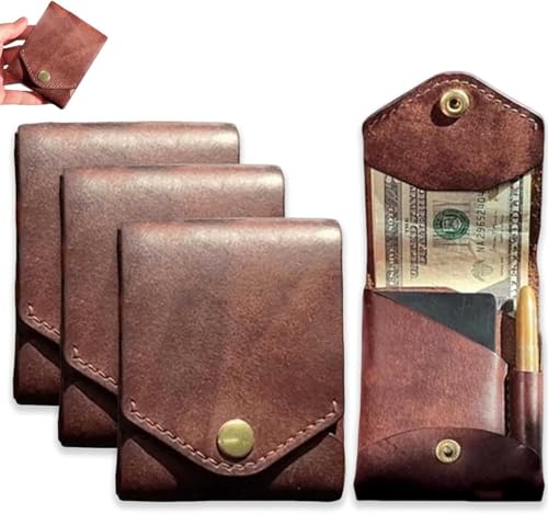 LIZAOZHANG Vielseitiges kleines Portemonnaie, handgefertigter Kartenhalter/Geldbörse aus Leder, tragbares Portemonnaie für Herren für unterwegs oder den täglichen Gebrauch von LIZAOZHANG