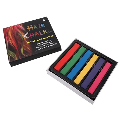 6-Farben-Haarkreide, temporäre Haarfarbe in lebendigen Farben, einfaches Haarfärbeset, auswaschbare Haarfarbe für Mädchen für dunkles und helles Haar, DIY-Cosplay-Haarfärbung von LIZEALUCKY