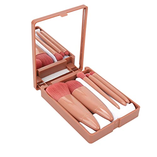 Tragbarer Make-up-Pinsel mit Spiegeletui, 5-teiliges Make-up-Pinsel-Set, Lidschatten, loses Setting-Puder, tragbar, komplettes Spiegel-Kosmetikpinsel-Set von LIZEALUCKY