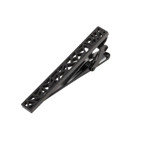 Krawattennadeln FüR Herren Matte Krawattenklammern for Männer, Edelstahl, schwarze Farbe, ausgehöhlt, unregelmäßige Geometrie, Krawattenklammer, geschäftliche Hochzeit von LIZHAYG