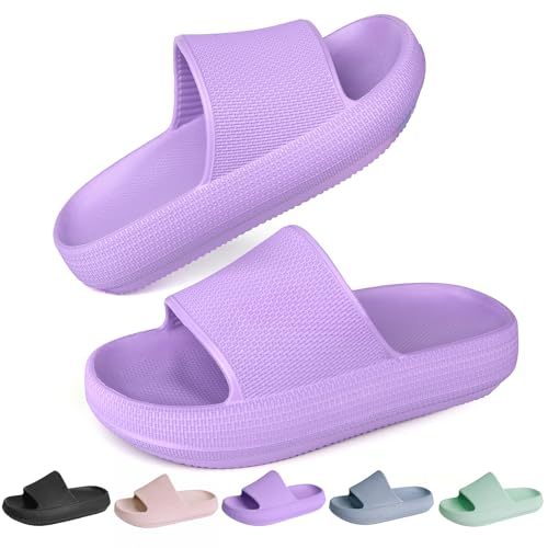 LIZICU Kids Cloud Slides丨Pillow Sandals for Boys Girls丨Quick Drying Bathroom Shower Sandals丨Summer Beach Pool Slippers|Thick Sole Non-Slip, C-violett, 28 EU von LIZICU