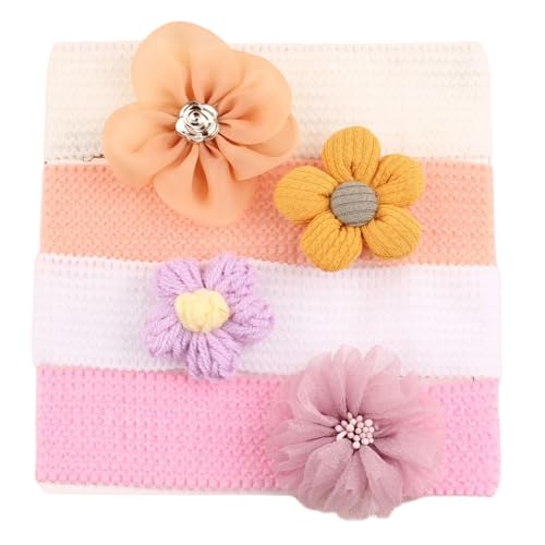 4 Stück Kinder-Haarbänder mit Blumenmuster, Stoff, elastisch, Kopfschmuck für Partys und Spieldates von LIbgiubhy