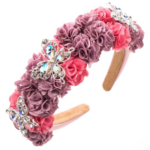 Blumen-Haarband, breite Oberseite, Schmetterlings-Stirnband, Kopfbedeckung, modisches Stirnband, Kopfbedeckung, Accessoire, geeignet für den täglichen Gebrauch von LIbgiubhy