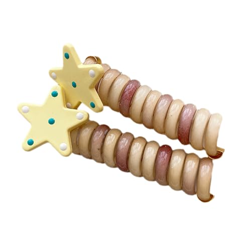 Elastische Haargummis für Kinder, hübscher bunter Pferdeschwanz-Halter, Stern-Anhänger, Haargummis mit verstellbarem lockigem Design Elastische Haargummis für Kinder, hübscher bunter Pferdeschwanz-Halter, Stern-Anhänger, Haargummis mit verstellbarem lockigem Design von LIbgiubhy