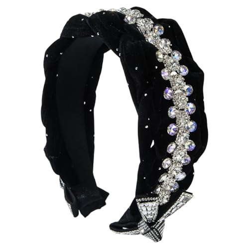 Geknotetes samtes Stirnband für Damen, rutschfest, hoher Totenkopf-Haarband, Strass, Nieten, Haarreif für Mottoparty, formelle Kleidung von LIbgiubhy