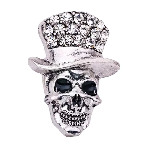 Künstlerischer Schädelnadel Pin Handgefertigte Strasssteine Detail Mode Schmuck Anmutige Brosche Geeignet Für Stilvolle Outfits Gothic Schlange Revers Pin von LIbgiubhy