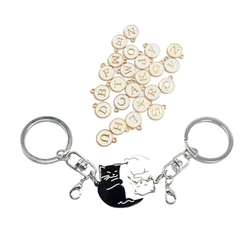 LIbgiubhy Edelstahlpaar Katzenschlüsselanbieter Entzückend Schwarz Weiß Design Perfekt Für Jubiläumszeitgeschenke Oder Täglich von LIbgiubhy