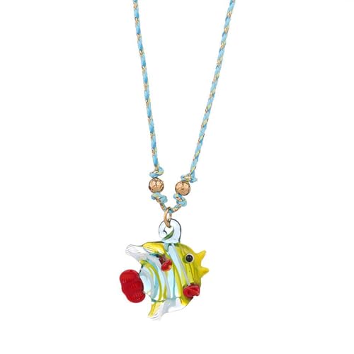 LIbgiubhy Elegante Halskette mit Fisch-Anhänger, verstellbare Kette, Glas-Charm-Halskette, modisches Accessoire, Geschenk für Frauen von LIbgiubhy