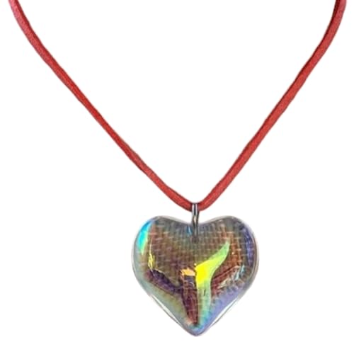 LIbgiubhy Elegante Herz-Halskette, tragbarer Charm-Anhänger mit eleganter farbiger Kette, Schmuck-Accessoire für trendige Frauen von LIbgiubhy