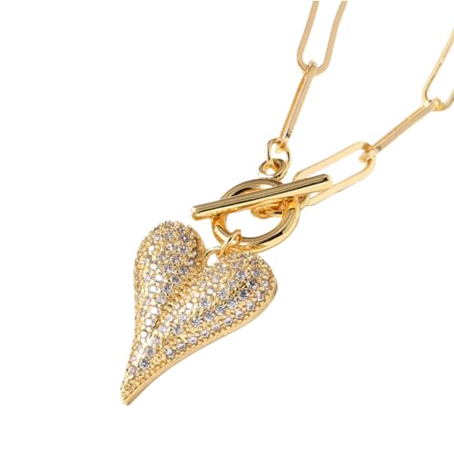 LIbgiubhy Elegantes Herzförmiges Halskettenhandwerk In Robusten Messingmaterialien Mit Stilvoller Zirkonia Tragbar Für Besondere Anlässe von LIbgiubhy