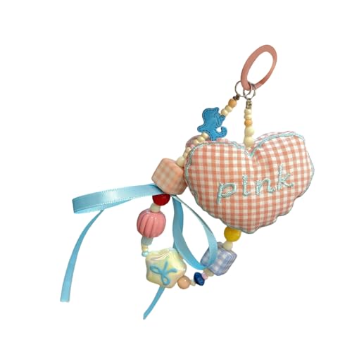 LIbgiubhy Gefüllte Baumwolle Liebe Herz Tasche Anhänger mit Buchstabe Stickerei Kette Rucksack Dekoration Damen Accessoire von LIbgiubhy