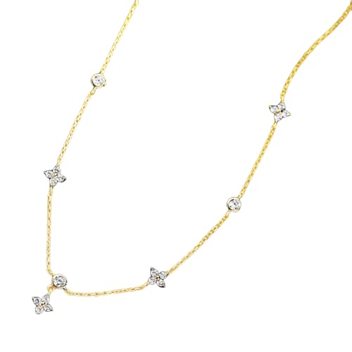 LIbgiubhy Halskette mit übertriebenem Anhänger, vierblättrige Pflanzen-Halskette, Metallstruktur, modischer und trendiger Schmuck, geeignet für Damen LIbgiubhy Halskette mit übertriebenem Anhänger, vierblättrige Pflanzen-Halskette, Metallstruktur, modischer und trendiger Schmuck, geeignet für Damen von LIbgiubhy