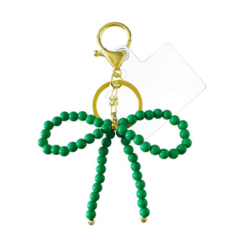 LIbgiubhy Handgefertigter Bowknot Schlüsselbund Perlen Key Modische Telefon Charme Acrylmaterial Statement Keyrings Für Die Tägliche Party von LIbgiubhy